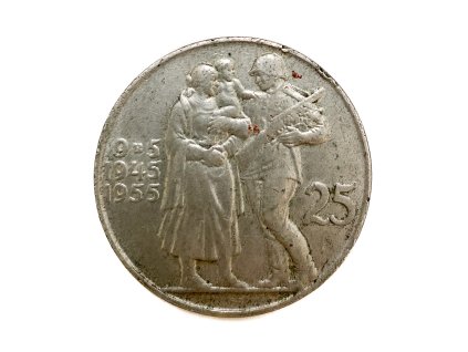 Stříbrná 25 Koruna – 10. výročí osvobození Československa, 1955 ČSR