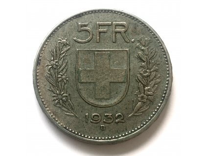 Stříbrný 5 Frank, 1932 B Švýcarsko