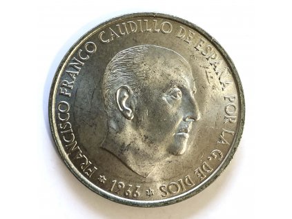 Stříbrných 100 Pesetas – Francisco Franco, 1966 Španělsko
