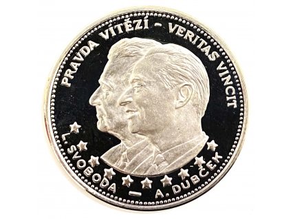 Stříbrná medaile A. Dubček a L.Svoboda, Pravda vítězí, 1968 ČSR PP