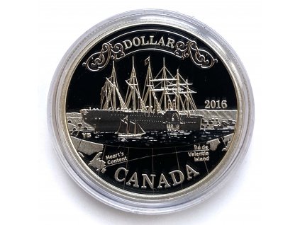 Stříbrný 1 Dollar –  150th Anniversary, Transatlantic Cable 2016 Kanada PP