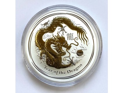 Stříbrný 1 Dollar – Year of the Dragon (1 Oz) golden, 2012 Austrálie PP