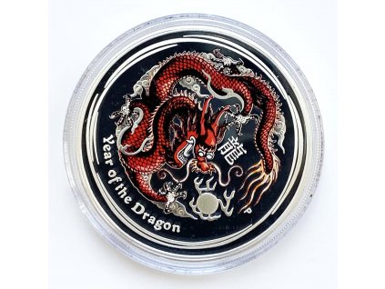 Stříbrný 1 Dollar – Year of the Dragon (1 Oz) coloured, 2012 Austrálie PP