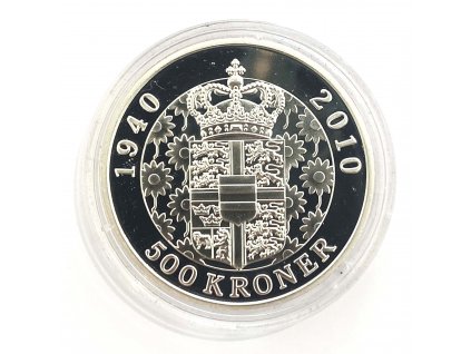 Stříbrná 500 Koruna Margrethe II., 2010 Dánsko PP