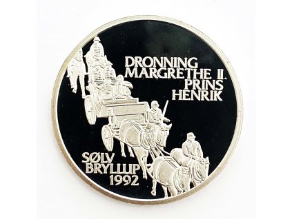 Stříbrná medaile Královna Margrethe a princ Henrik, 1992 Dánsko PP