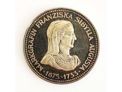 Stříbrná medaile – M. F. Sibylla Augusta, 1975 Ettlingen Německo proof