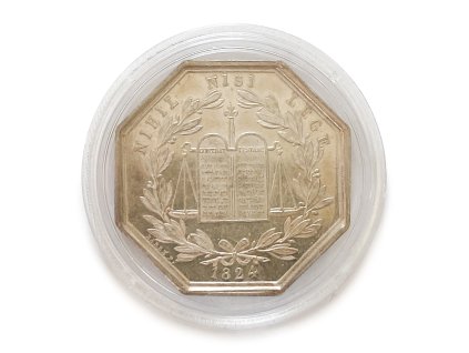 Stříbrný žeton NIHIL NISI LEGE 1824 Seine-et-Marne Francie