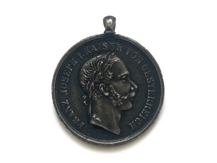 Stříbrná miniatura medaile pražským obráncům 1866 František Josef I.