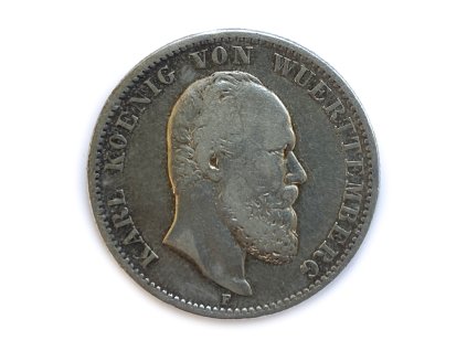 Stříbrná 2 Mark, 1876 F Württembersko