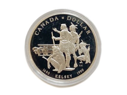 Stříbrný 1 Dollar – Kelsey, 1990 Kanada proof