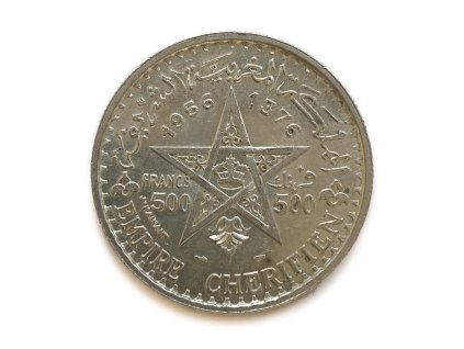 Stříbrný 500 Francs – Mohammed V., 1956 Maroko