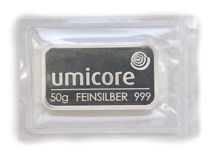 Stříbrný slitek 50 g Umicore proof