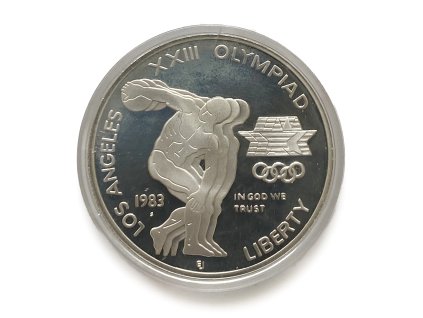 Stříbrný 1 Dollar – olympiáda LA hod diskem, 1983 S USA proof