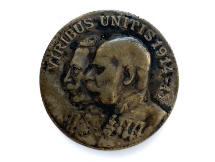 AE plaketa František Josef I. a Vilém II., Viribus Unitis 1914-15