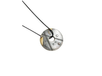 Stříbrný náhrdelník Geometrie se zlatem a briliantem!