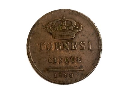 5 Tornesi, 1849 Ferdinand II. Království obojí Sicílie