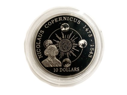 Stříbrný 10 Dollars – Nicolaus Copernicus, 1992 Cookovy ostrovy proof