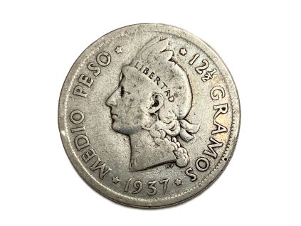 Stříbrné 1/2 Peso, 1937 Dominikánská republika