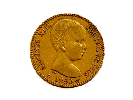 Zlatý 20 Pesetas, 1890 Španělsko