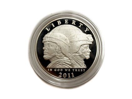 Stříbrný 1 Dollar – US Army, 2011 USA proof