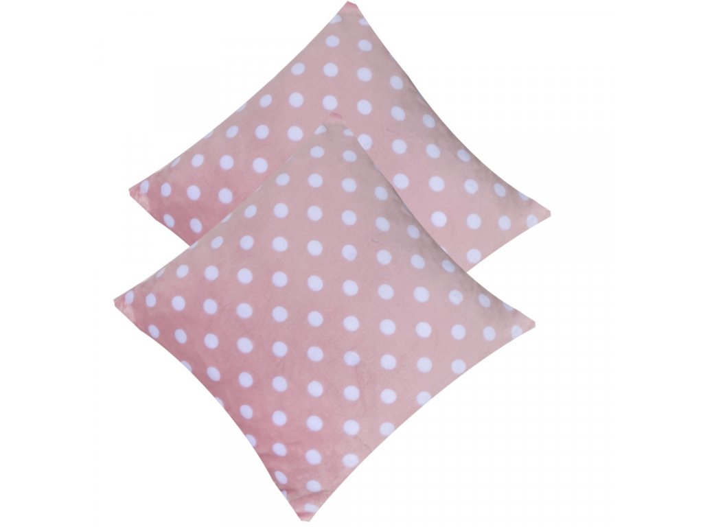 Mikroplyšový povlak na polštář 40x40 - Růžové puntíky