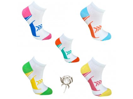 Dámské bavlněné sportovní ponožky kotníkové Emi Ross  - ( 5 párů v balení )