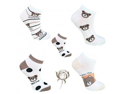 Dámské kotníkové ponožky Emiros - Medvídek( 5 párů v balení )