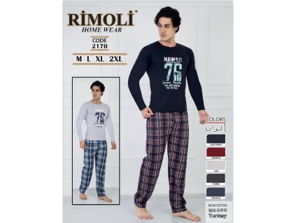 Pánské bavlněné pyžamo s dlouhým rukávem - Hawall76