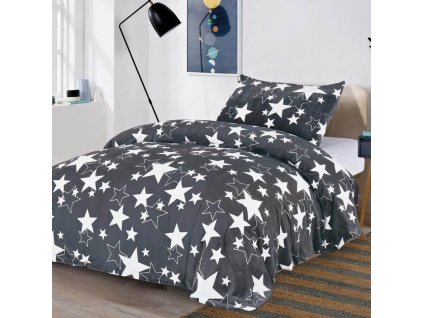 8033 mikroflanelove povleceni sede s hvezdami