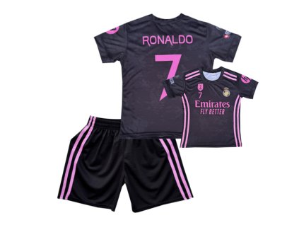 Dětský fotbalový dres Komplet FC Real Madrid - Cristiano Ronaldo černorůžový