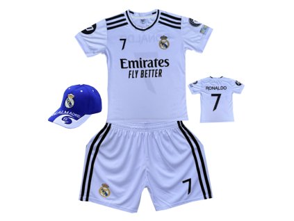 Premium dětský fotbalový dres + fotbalová kšiltovka - Real Madrid FC - Cristiano Ronaldo CR7