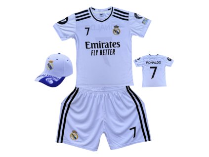 Premium dětský fotbalový dres + fotbalová kšiltovka - Real Madrid FC - Cristiano Ronaldo CR7