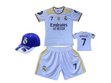 Premium dětský fotbalový dres + fotbalová kšiltovka - Real Madrid FC - Cristiano Ronaldo CR7( Fly Better )