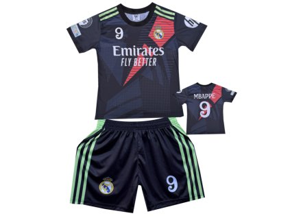 Premium dětský fotbalový dres Komplet Real Madrid FC - Kylian Mbappe.Č09,(Emirates Fly Better)