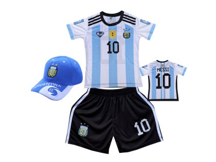 Dětský fotbalový dres + fotbalová kšiltovka - Argentina A3 - Lionel Messi 10