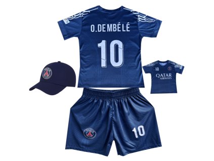 Premium dětský fotbalový dres + fotbalová kšiltovka Paris Saint-Germain FC 30715 - Ousmane Dembélé 10