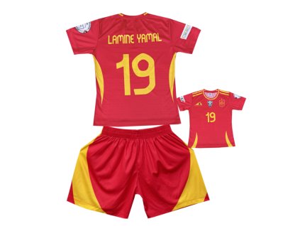 Premium dětský fotbalový dres Komplet  Španělsko - Lamine Yamal Č.19 (Domácí Euro 2024)