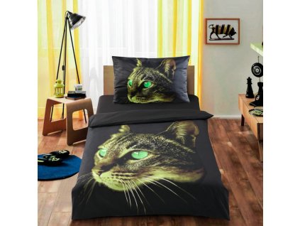 Ložní souprava 3D Zelená kočka