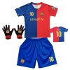 Premium Dětský fotbalový dres Komplet + fotbalová pletené rukavice FC Barcelona - Lionel Messi 10