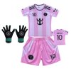 Premium Dětský fotbalový dres Komplet + fotbalová pletené rukavice Inter Miami CF 25/26 - King Messi 10