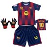 Premium Dětský fotbalový dres Komplet + fotbalová pletené rukavice Barcelona fc - Lamine Yamal.Č10