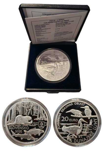 Strieborná minca 20€ (2025) PROOF - Chránená krajinná oblasť Dunajské luhy