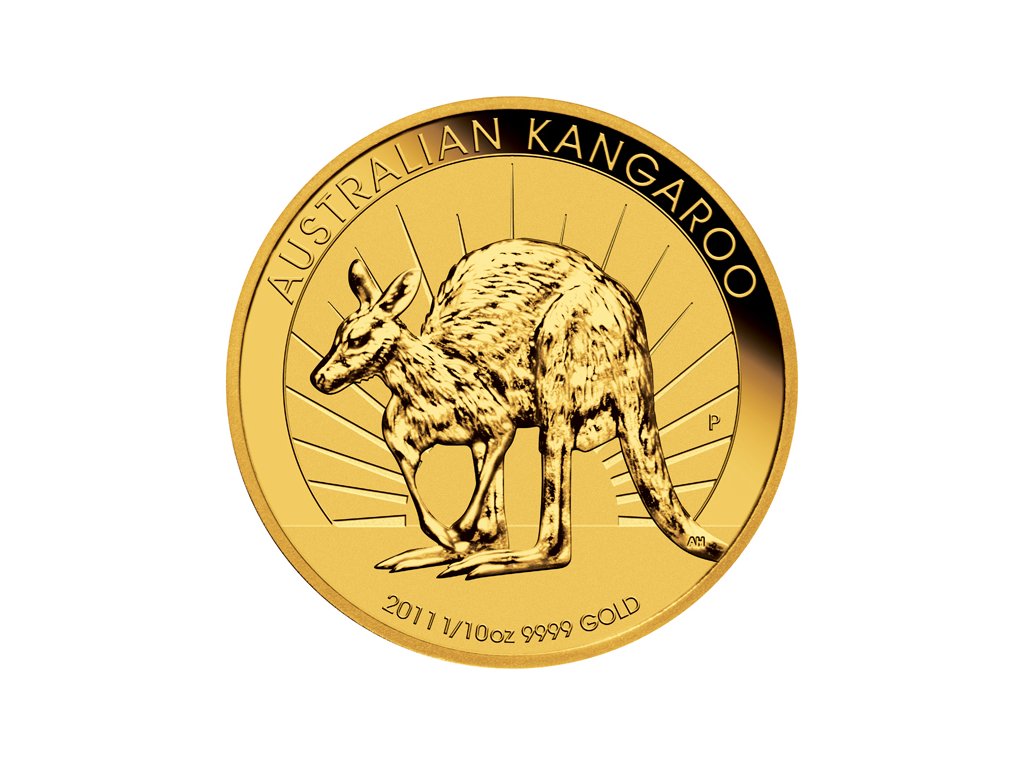 1/10 uncí zlatá mince Austrálie klokan / Nugget