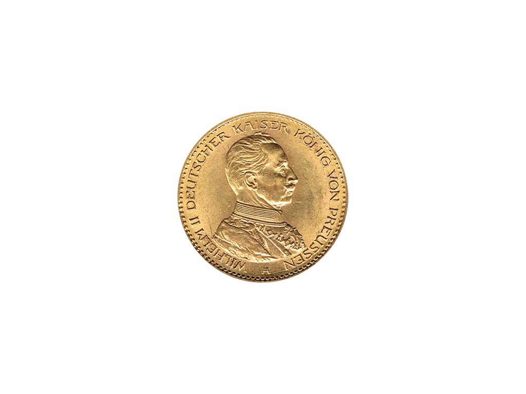 20 Mark zlatá mince Wilhelm II von Preußen Uniform
