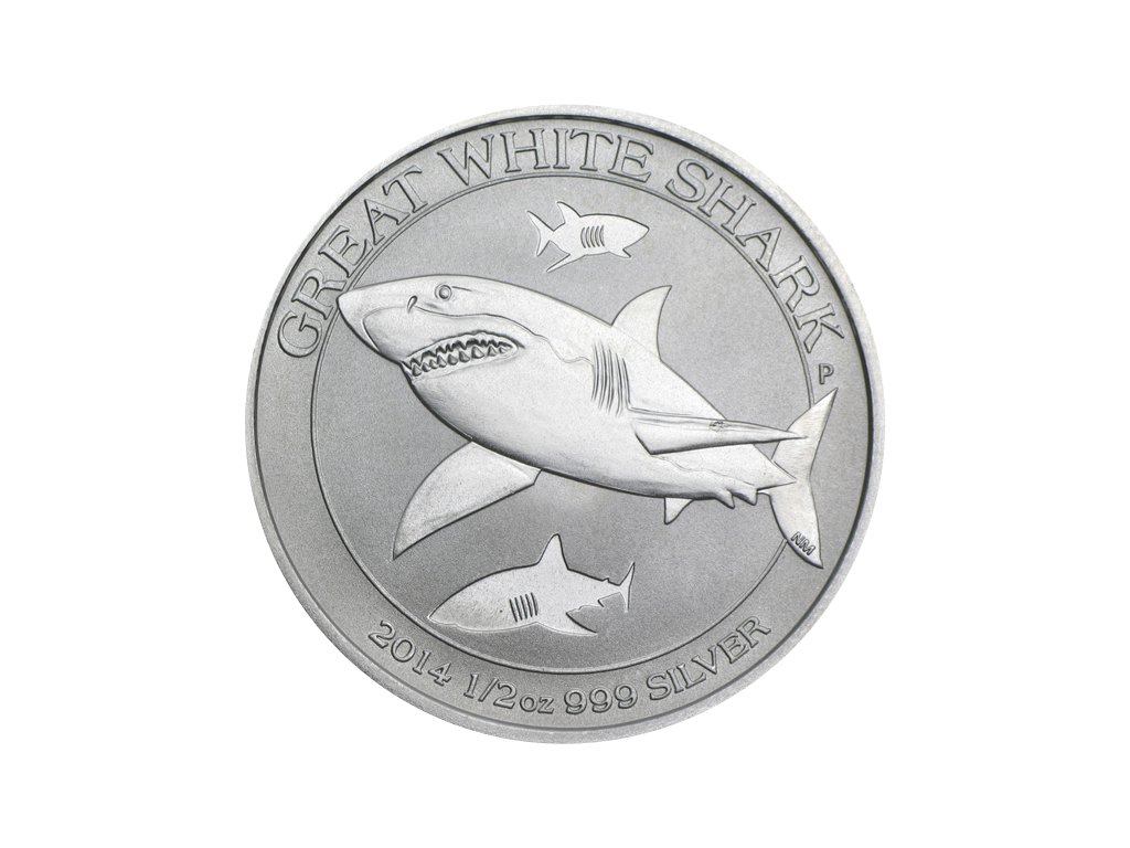 1/2 unce stříbrná mince Austrálie Great White Shark - weißer Hai - 2014