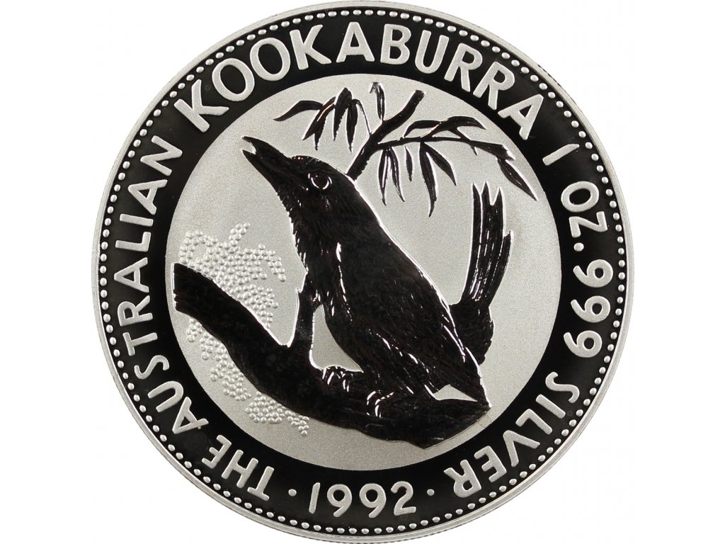 10 uncí stříbrná mince Austrálie Kookaburra 1992