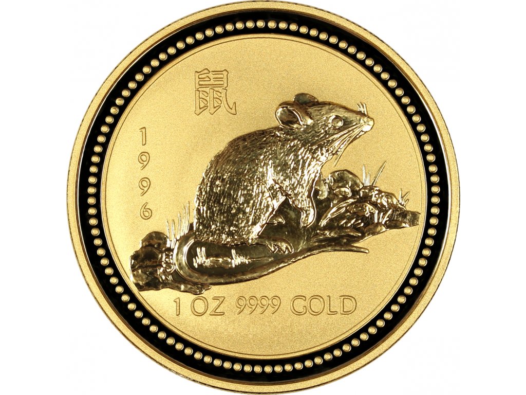 1/10 uncí zlatá mince Austrálie Lunar I myš 1996