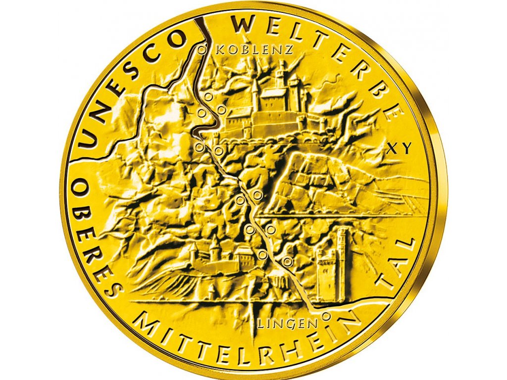 1/2 unce zlatá mince - 100 Euro Oberes Mittelrheintal 2015 (D)