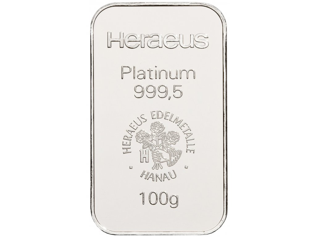 100 gramů platinový slitek Heraeus