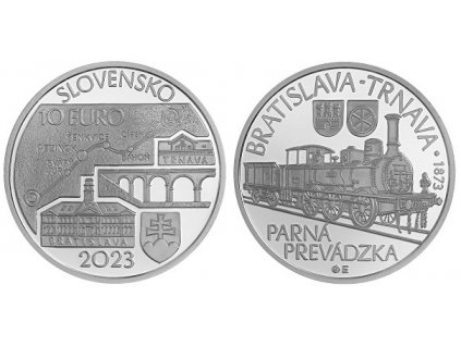 2023-PSM 10 eur "Prvá parná lokomotíva medzi Bratislavou a Trnavou – 150. výročie"B.K.